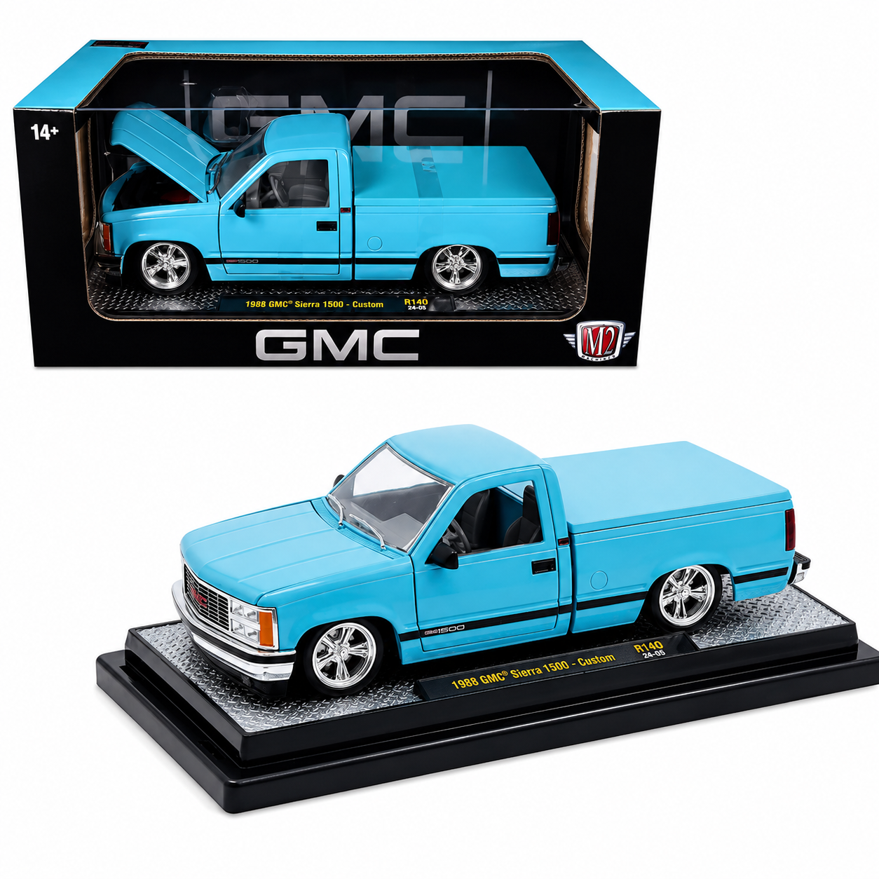1988 GMC Sierra 1500 Custom Light Blue 1:24 Diecast Truck