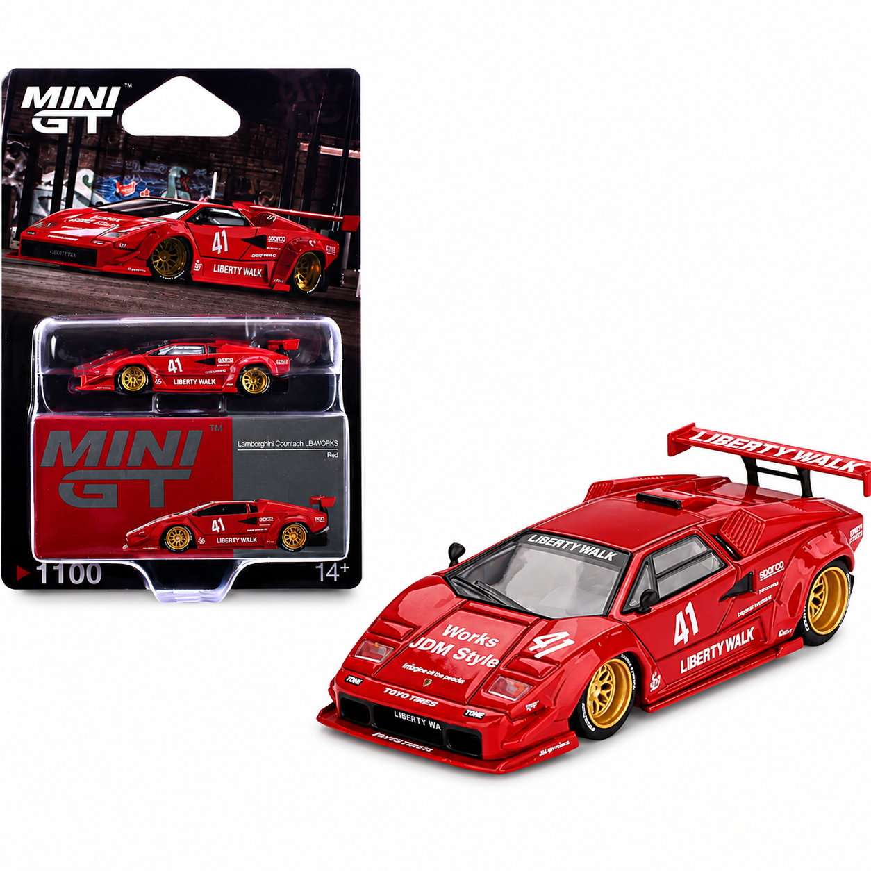 Mini GT Lamborghini Countach LB-WORKS #41 1:64 Red Collector Car
