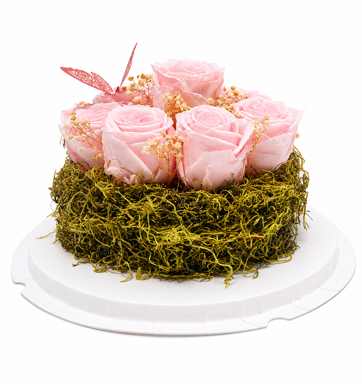 8 Real Preserved Pink Roses Floral Arrangement