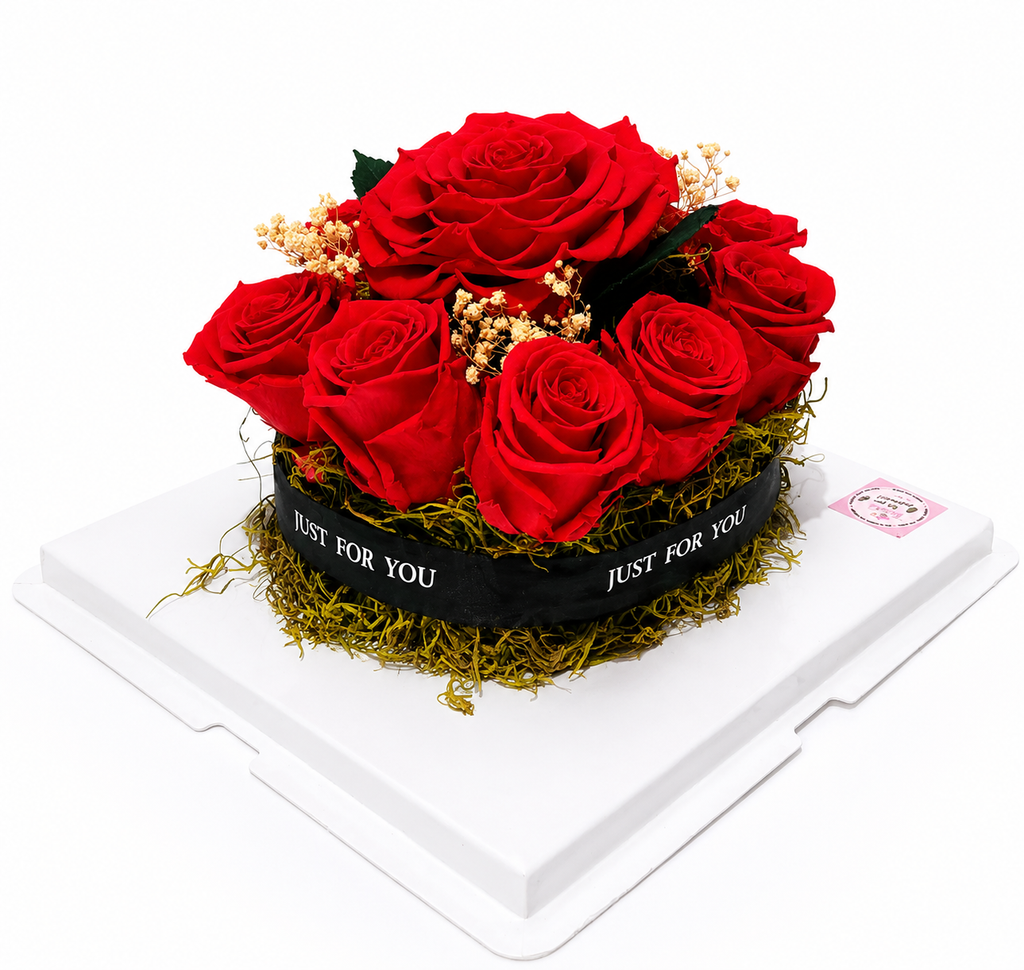 10 Red Preserved Roses Arrangement – Just For You