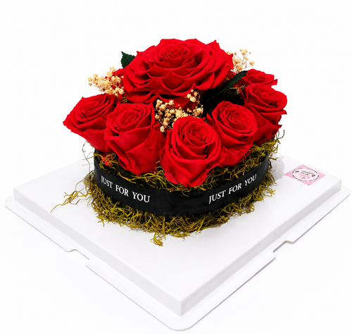 10 Red Preserved Roses Arrangement – Just For You