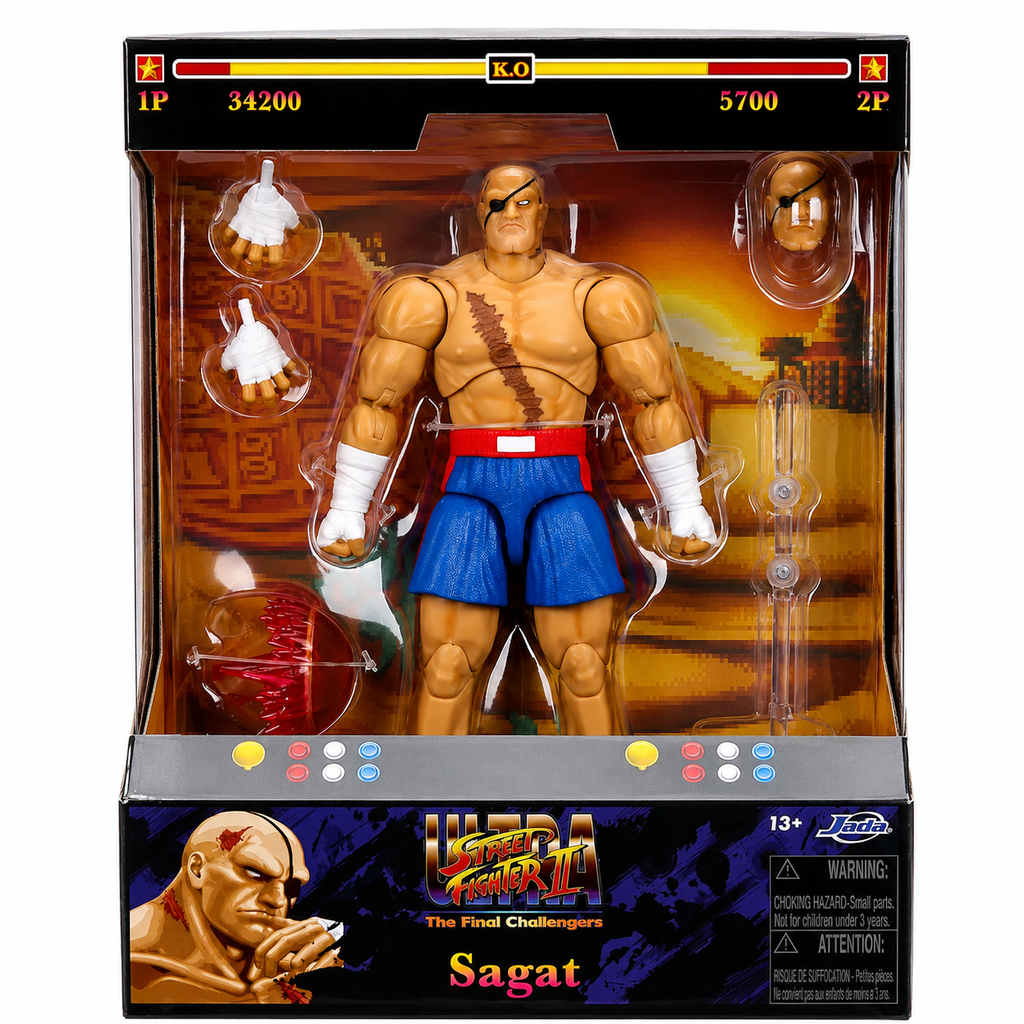 Jada Toys Street Fighter II Sagat 6" Collectible Action Figure with Accessories