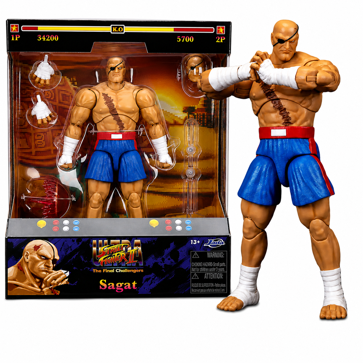 Jada Toys Street Fighter II Sagat 6" Collectible Action Figure with Accessories